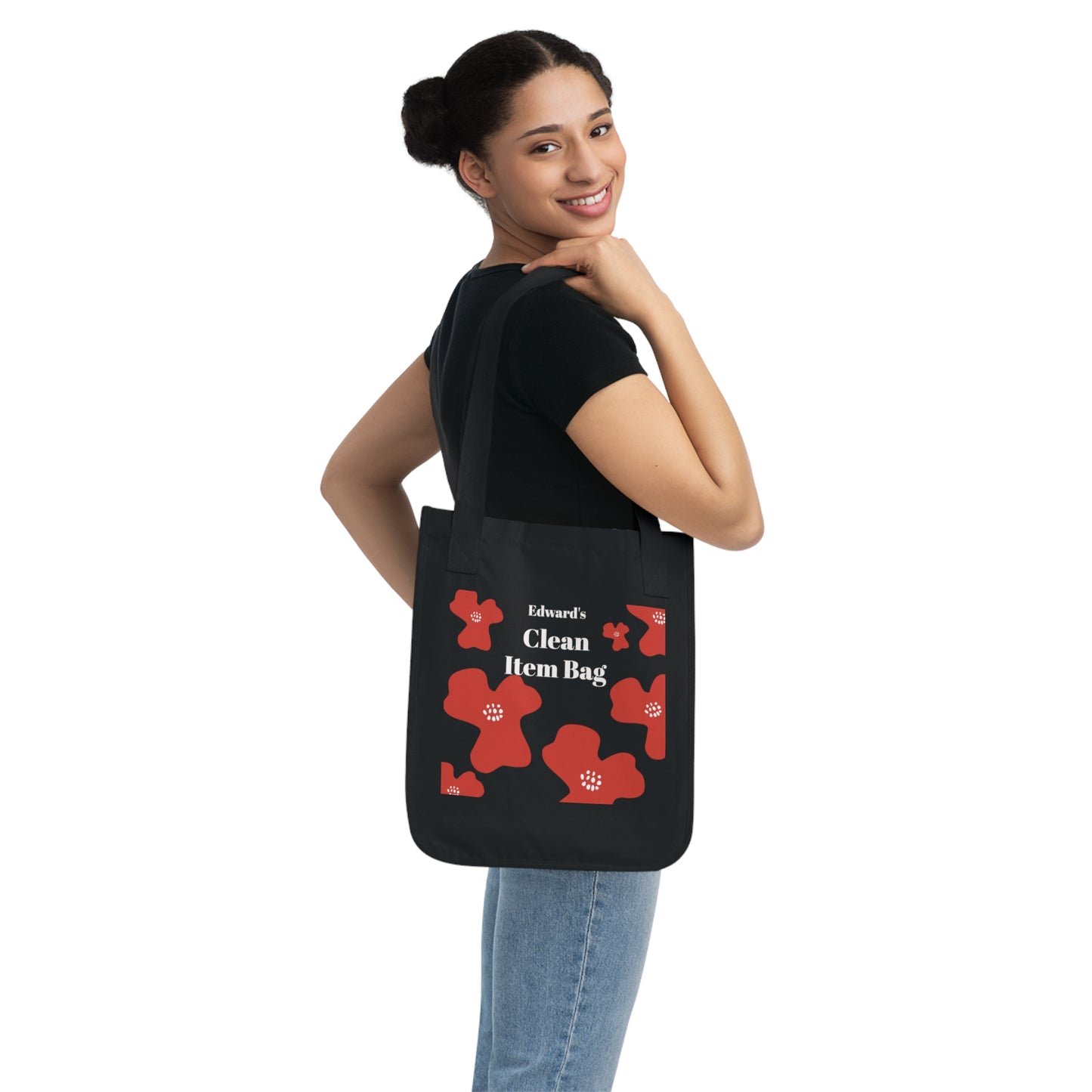 Organic Tote Bag — Personalized 'Clean Item Bag' Floral Design