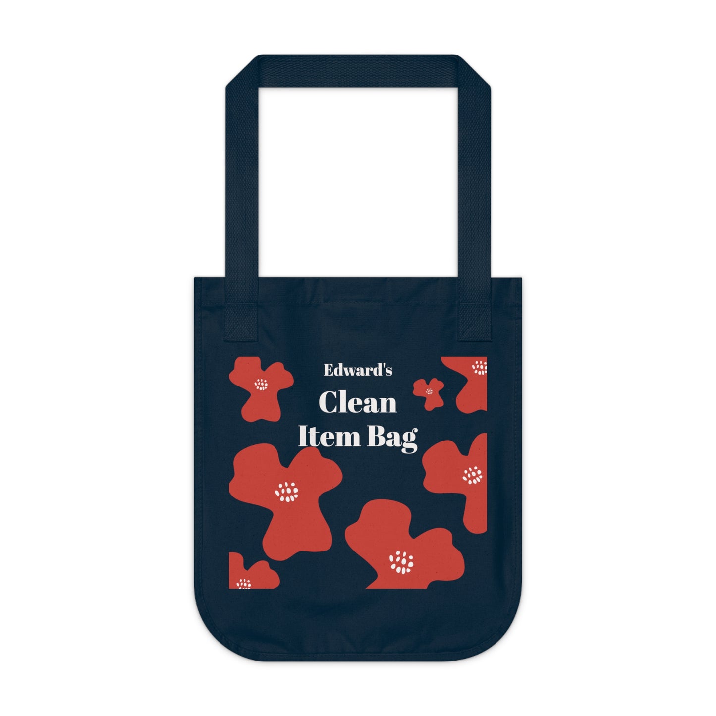 Organic Tote Bag — Personalized 'Clean Item Bag' Floral Design