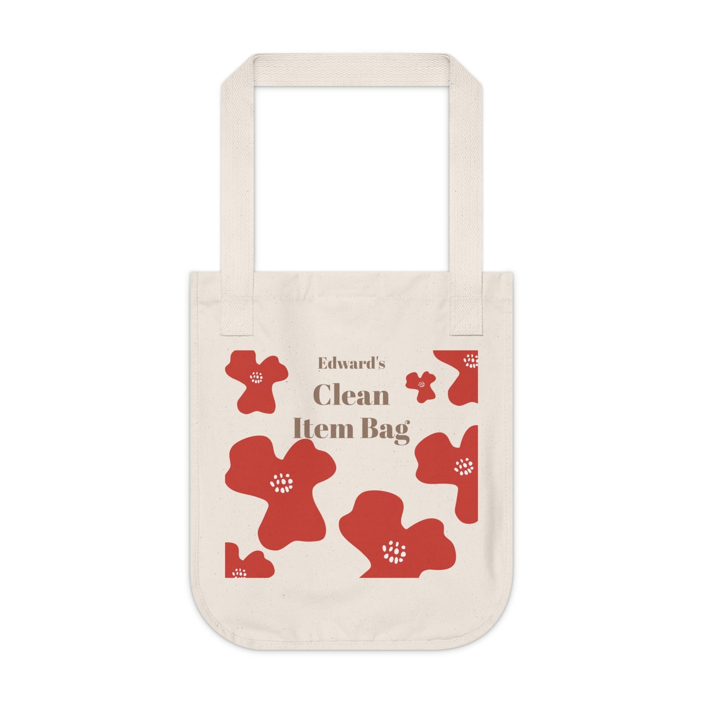 Organic Tote Bag — Personalized 'Clean Item Bag' Floral Design