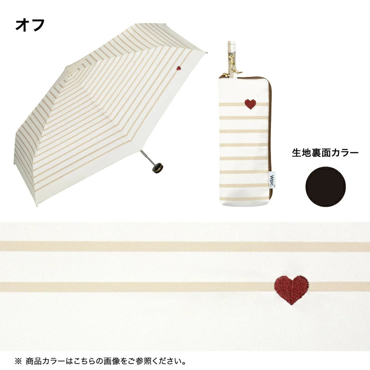 WPC Heart Embroidered Mini Parasol | UPF 50+ Sun Protection | Curated Japanese Import